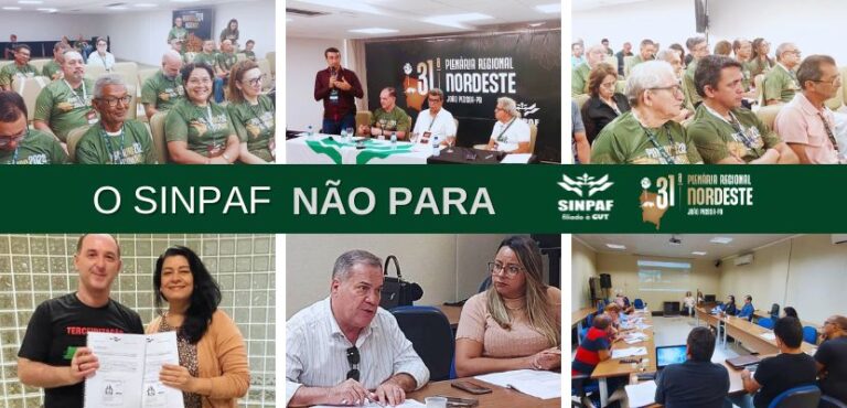 seis fotos As três superiores da Plenária e da rodada do ACT embaixo.